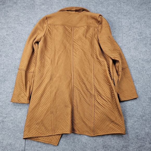 Skies Are Blue Cardigan Womens XS Camel Brown Drape Front Open Waterfall Ribbed - Picture 7 of 7